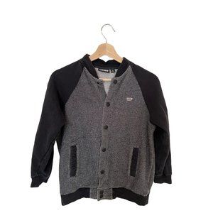 Vans Bomber Jacker Black, Gray Boy's Size Medium Snap Up Boys Vans Off the Wall